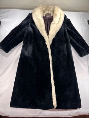 Vintage Jacques Saint Laurent Genelle Black Ivory Fur Coat M